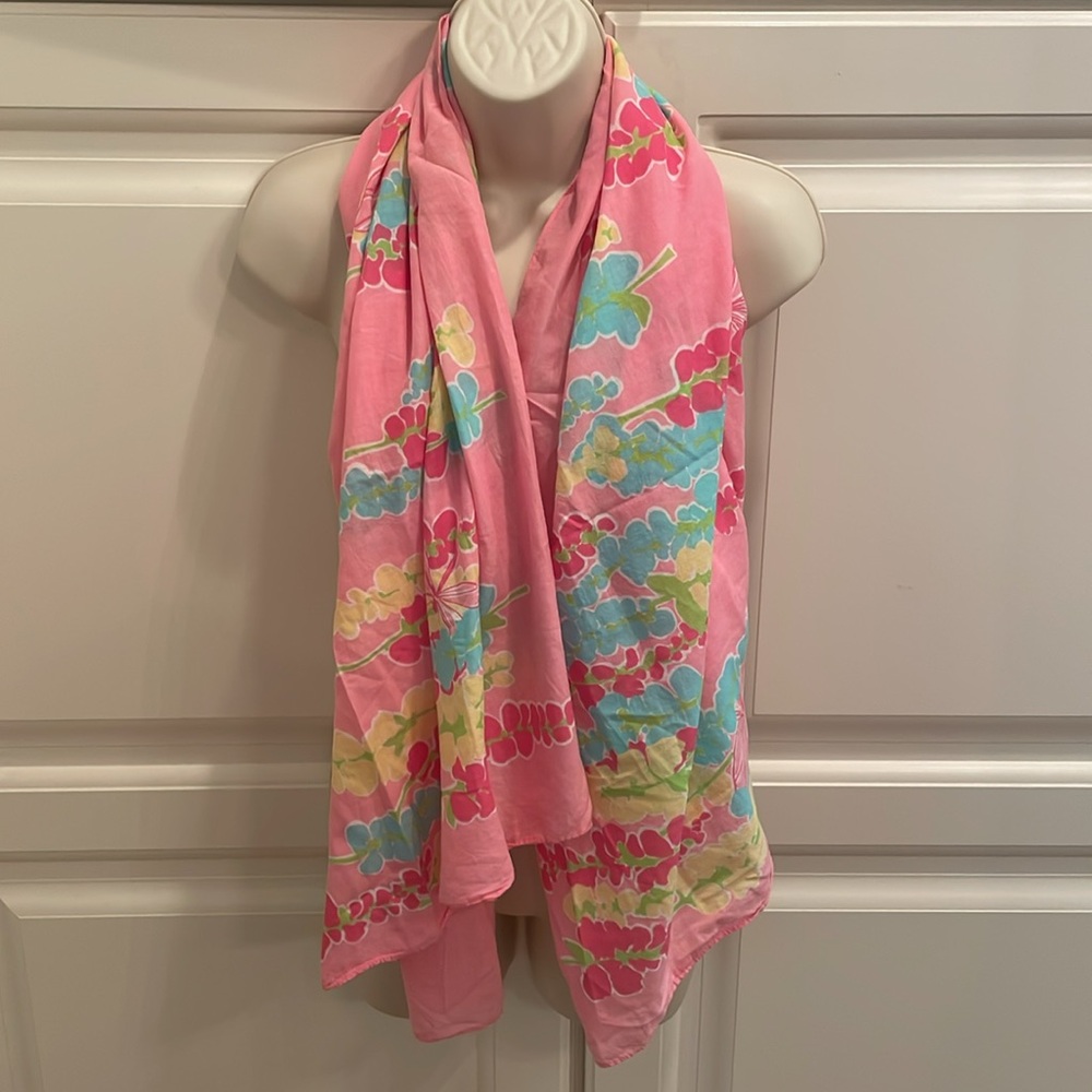 Lilly Pulitzer pink floral scarf/pareo OS - Picture 3 of 6